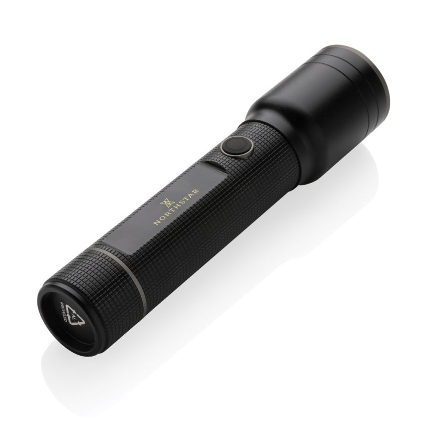 Lampe torche résistante rechargeable USB en aluminium recyclé RCS