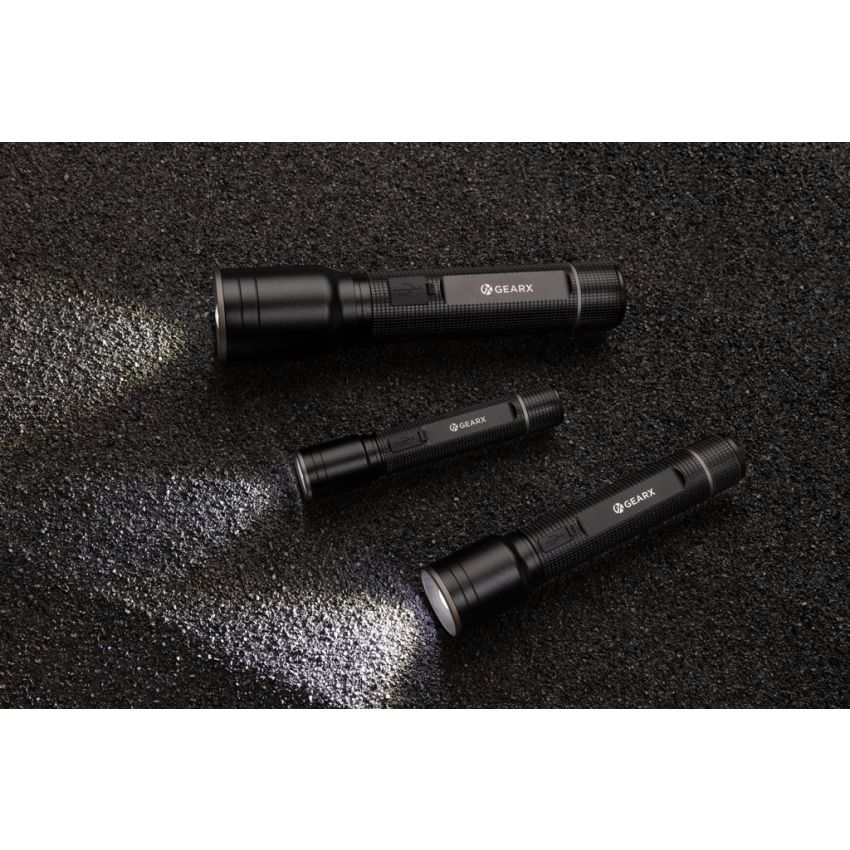 Lampe torche résistante rechargeable USB en aluminium recyclé RCS