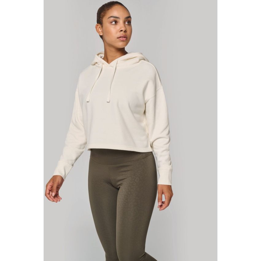 Sweat-shirt « crop » à capuche pour femme