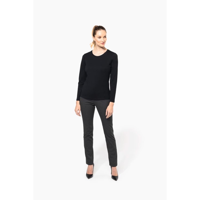 T-shirt Supima® à col rond et manches longues pour femme