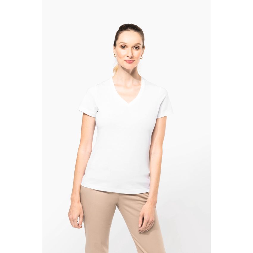 T-shirt Supima® col en V à manches courtes pour femme