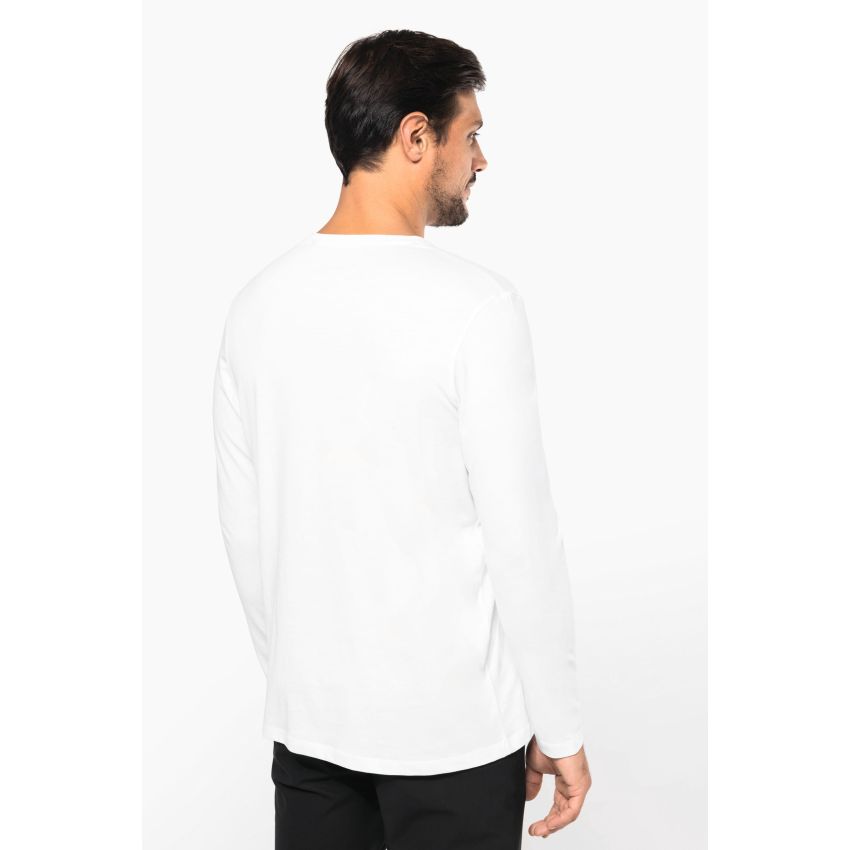 T-shirt en Supima® à col en V et manches longues pour homme