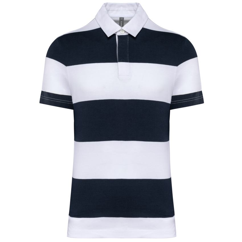 Polo de rugby à rayures manches courtes unisexe