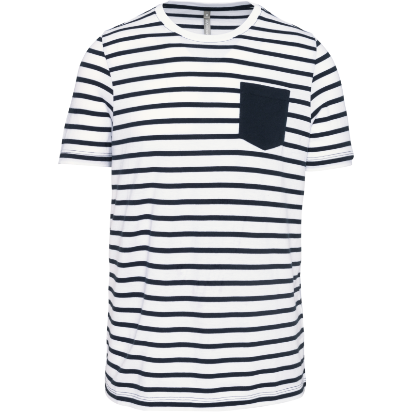 T-shirt à rayures marinière à manches courtes avec poche