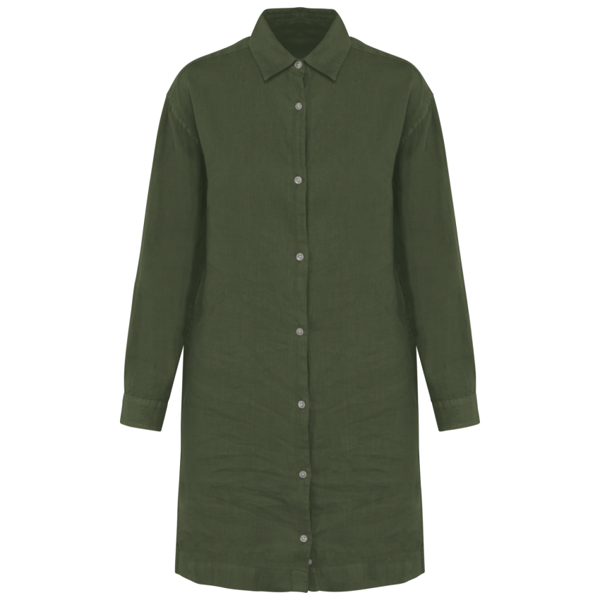 Robe chemisier en lin pour femme