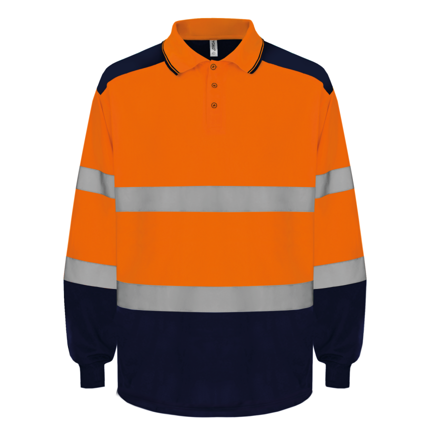 Polo bicolore à manches longues haute visibilité