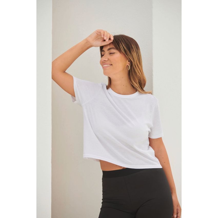T-shirt court à coupe carrée pour femme