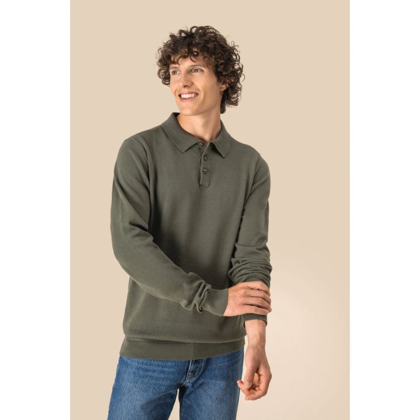 Polo éco-responsable à manches longues pour homme