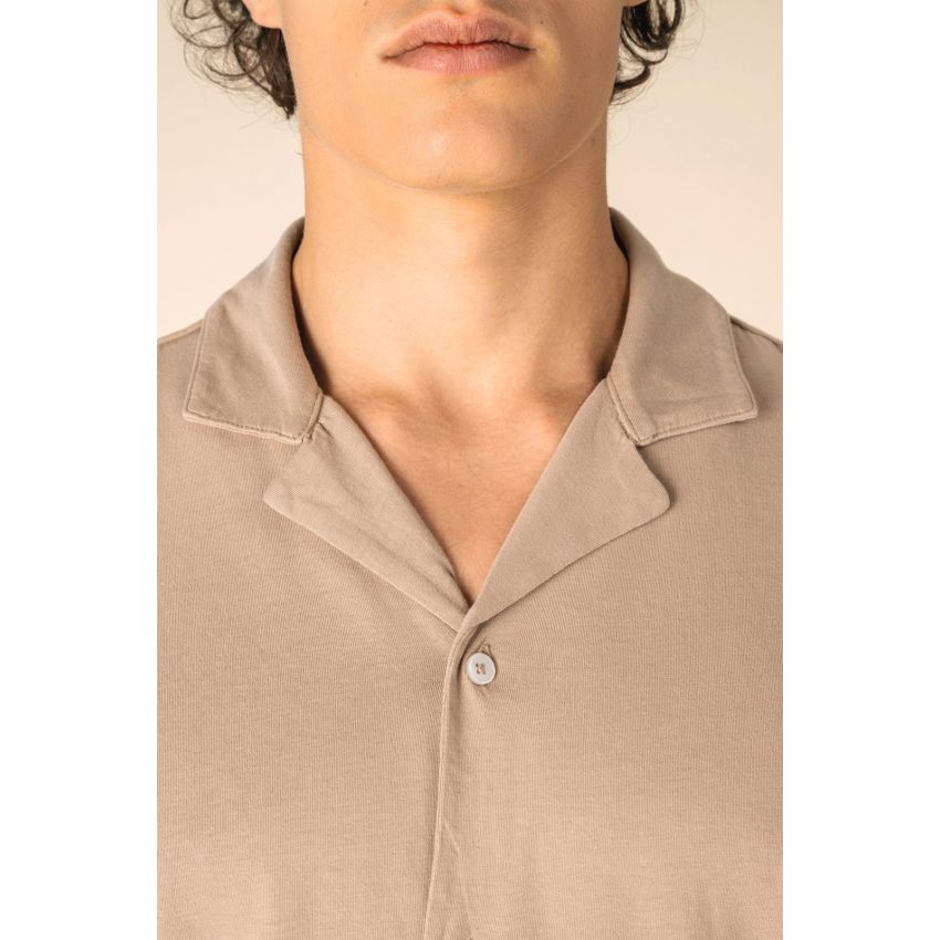 Chemise éco-responsable à l’aspect délavé en jersey à manches courtes avec col bowling pour homme
