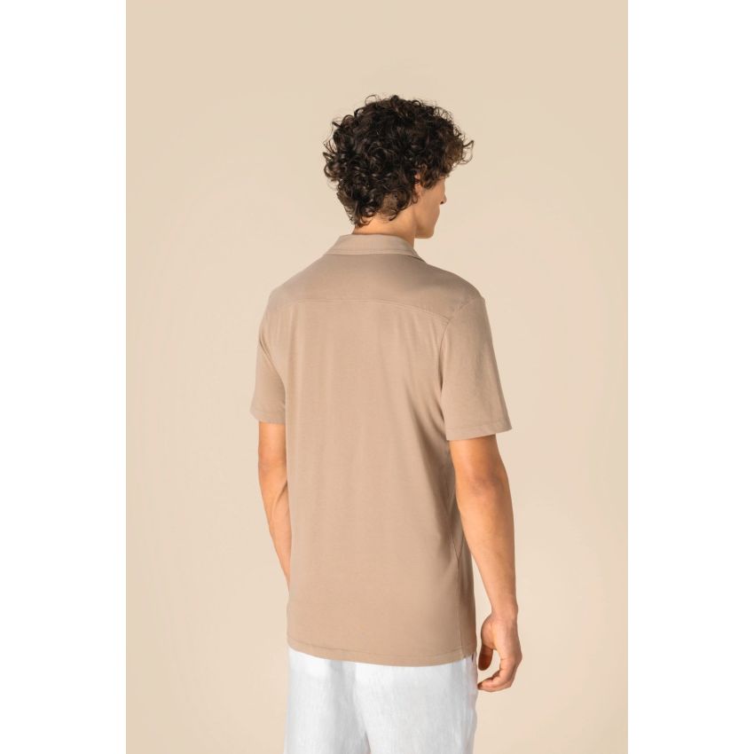 Chemise éco-responsable à l’aspect délavé en jersey à manches courtes avec col bowling pour homme