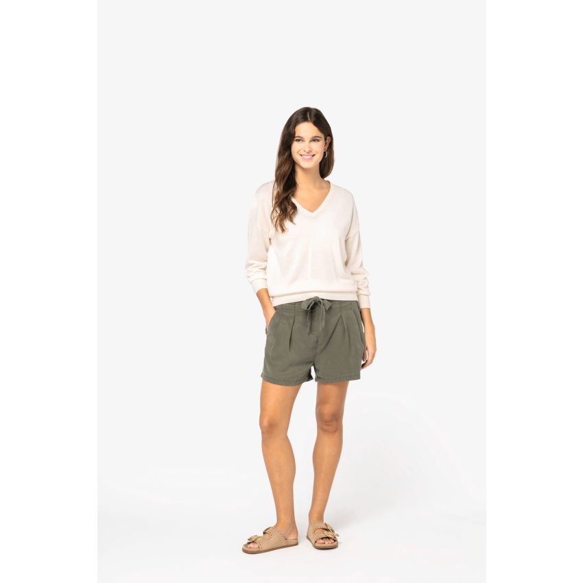 Short éco-responsable au look délavé en lyocell pour femme