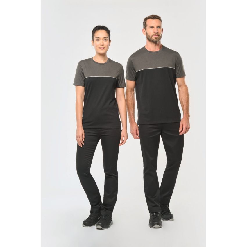T-shirt bicolore éco-responsable à manches courtes unisexe