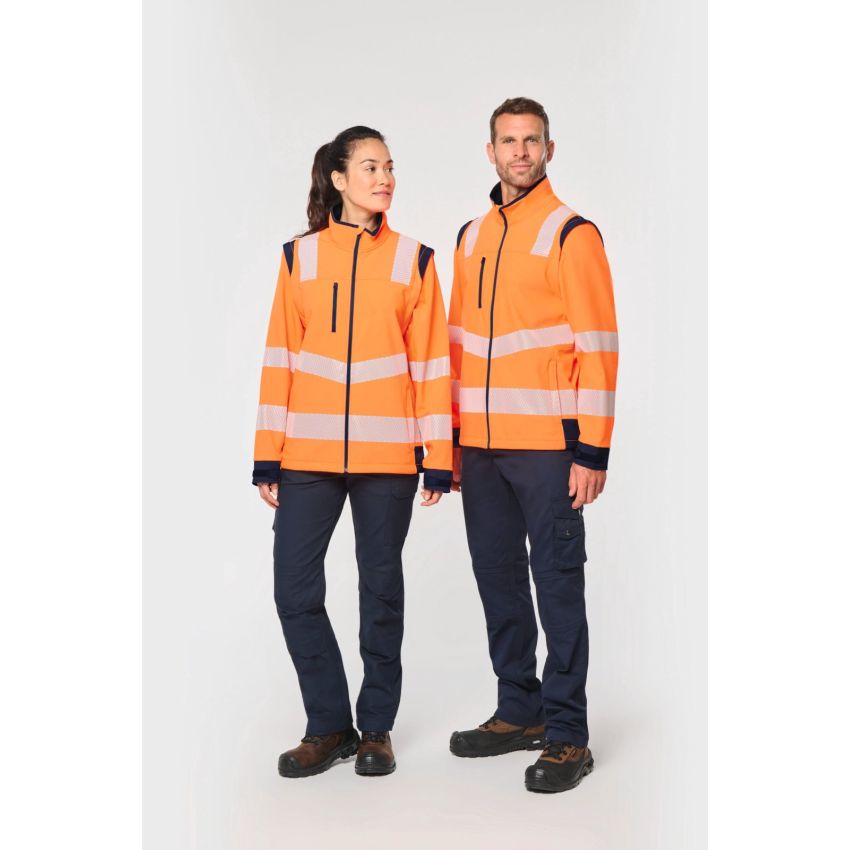 Veste softshell de sécurité en matériau recyclé avec manches amovibles unisexe
