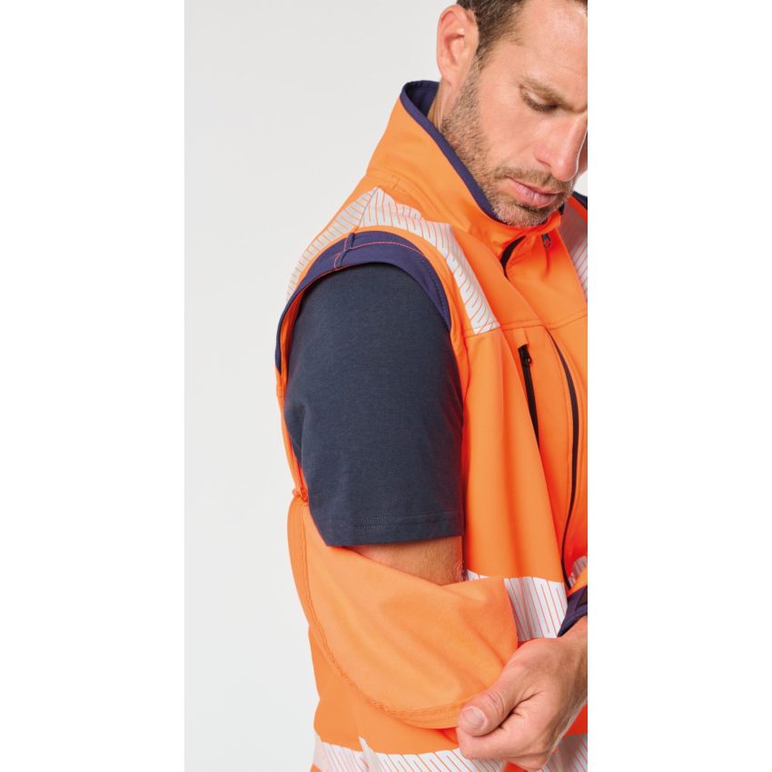 Veste softshell de sécurité en matériau recyclé avec manches amovibles unisexe