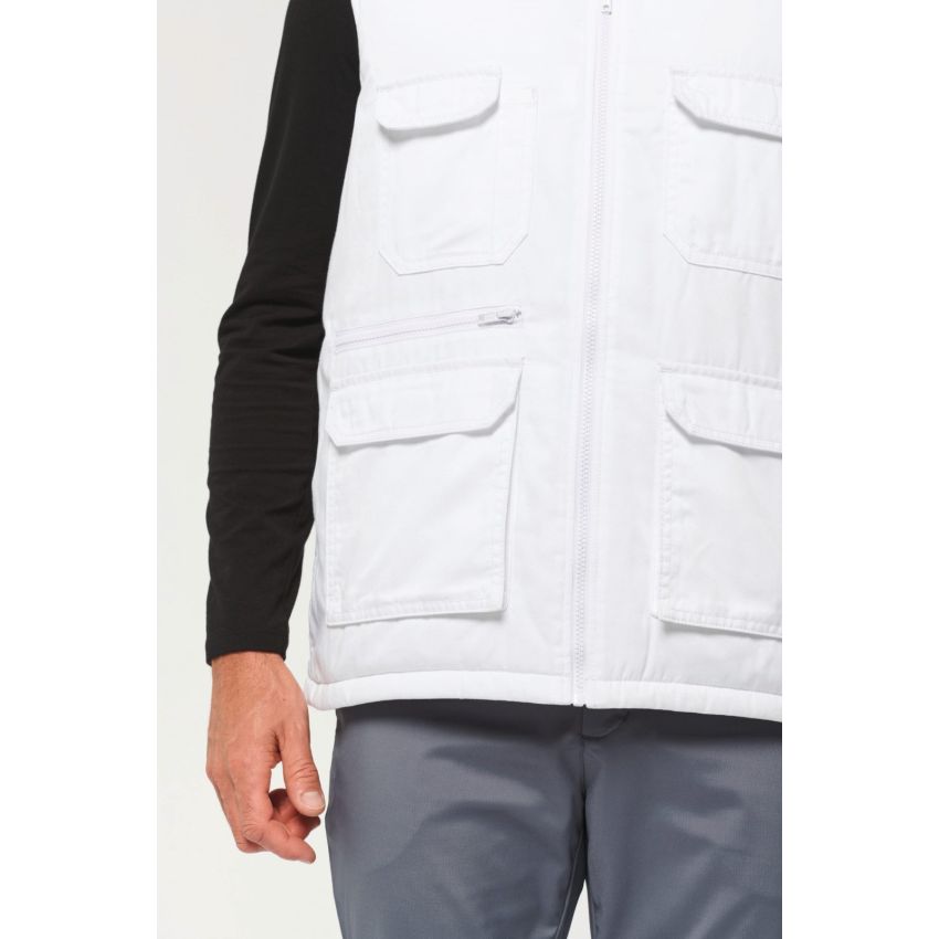 Gilet matelassé unisexe multipoches en polyester/coton