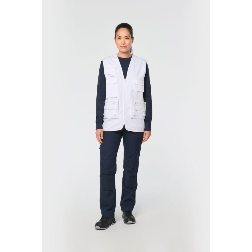 Gilet multipoches polyester/coton doublé unisexe