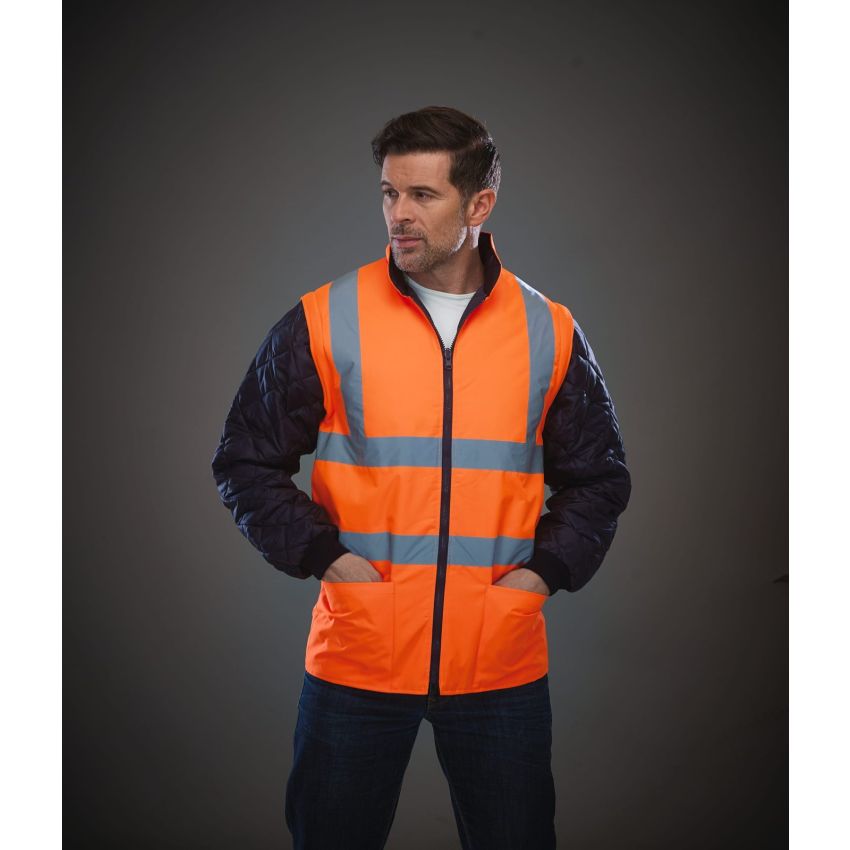 Blouson matelassé haute visibilité avec manches amovibles